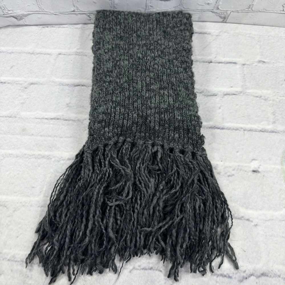 John Varvatos USA Charcoal‎ Knit Scarf Wool Acrylic Blend Long 104